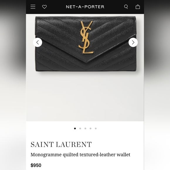 Saint Laurent Grain De Poudre Matelasse Chevron Monogram Flap Wallet - Black - Picture 15 of 15